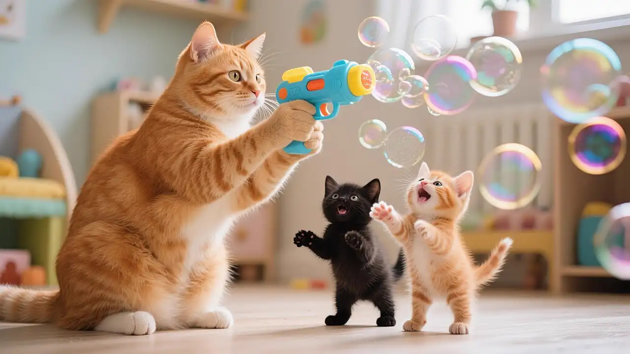 Ginger Mom Cat Takes in Lonely Black Kitten, Loves Him Unconditionally!🐈🧡🖤#cat #cute #funny